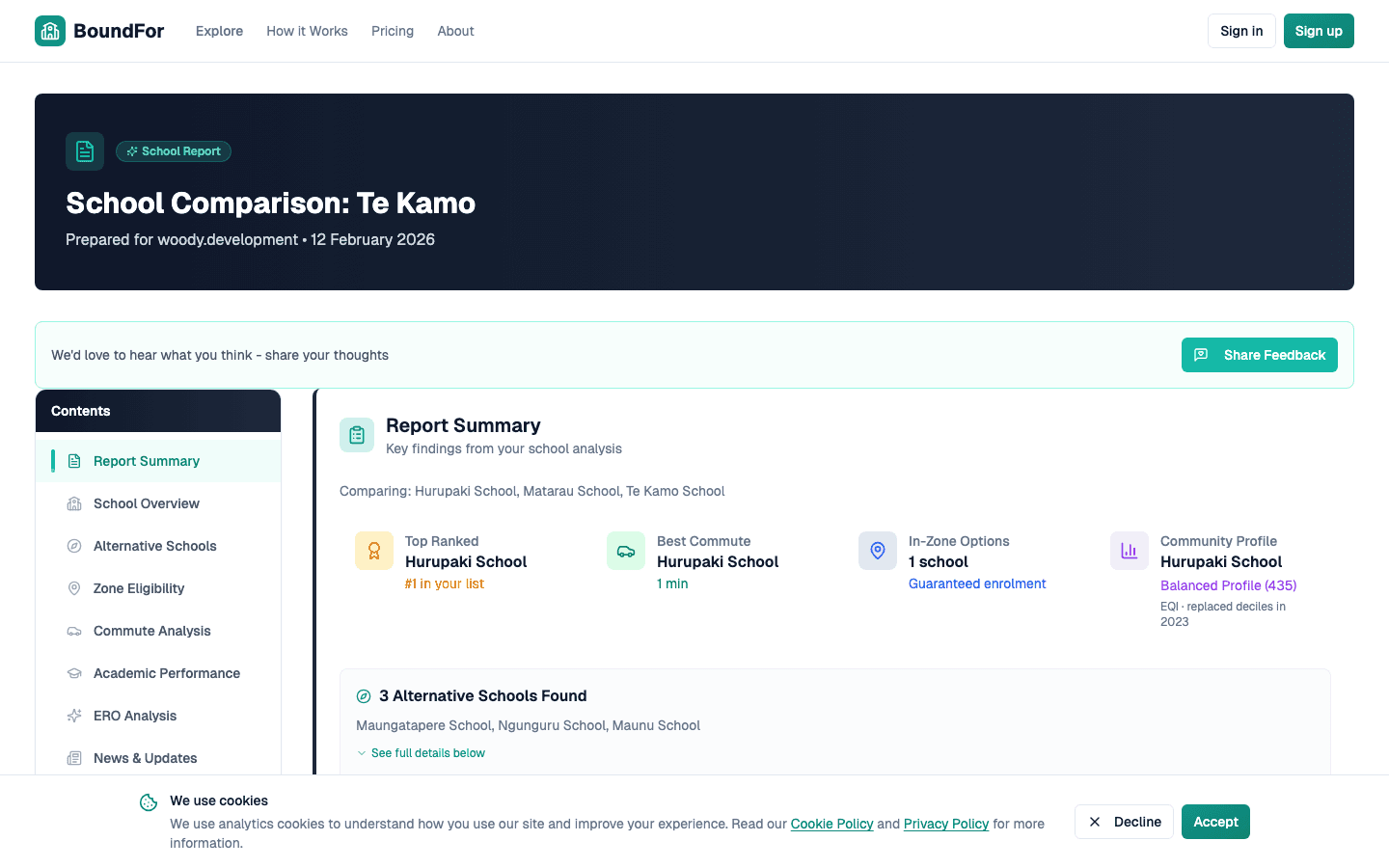 BoundFor school report preview